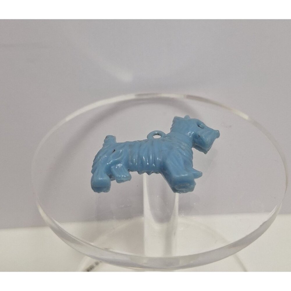 Blue Plastic Terrier Dog Vintage Charm Pendant Jewelry W Collar Scottish Westie - Picture 11 of 12